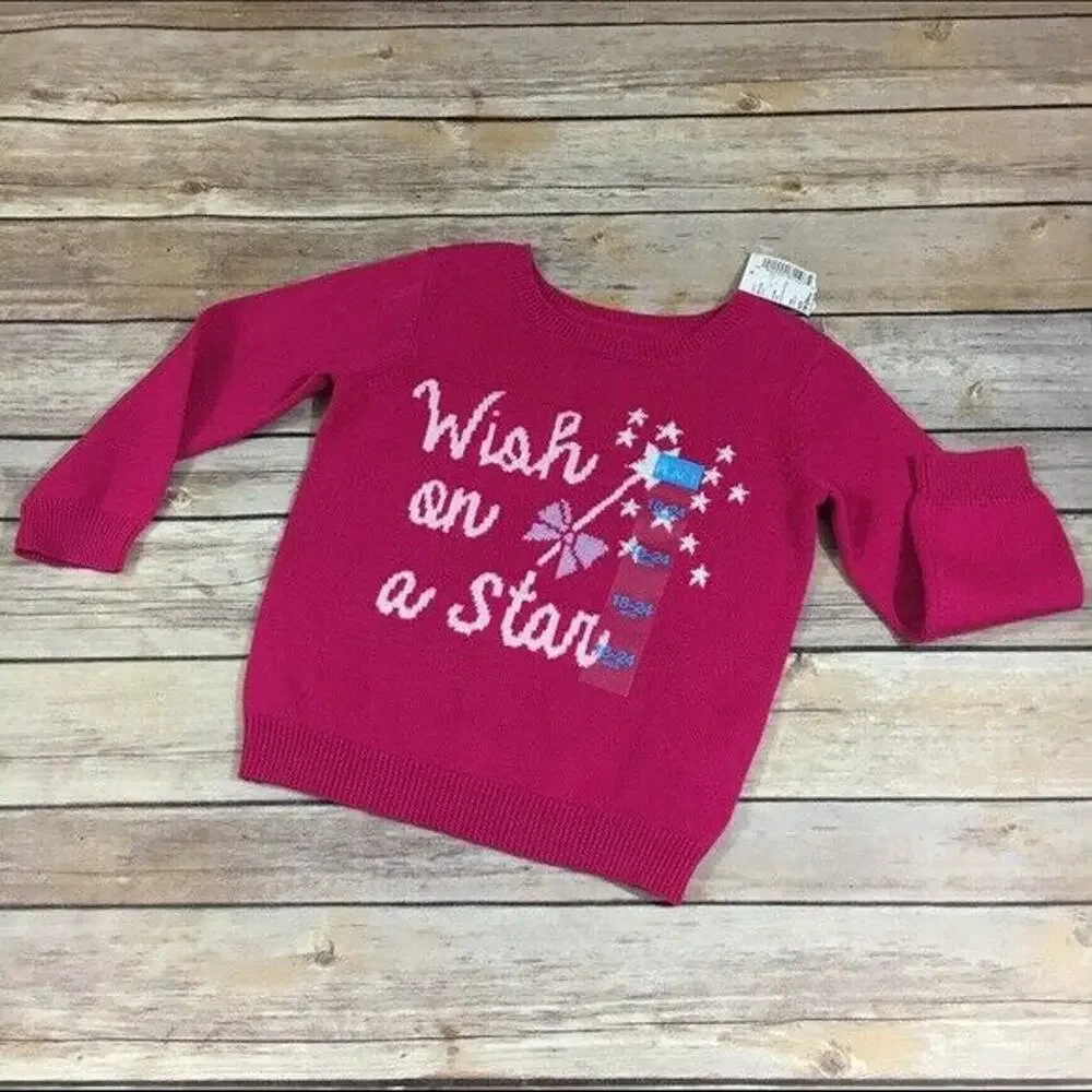 The Children's Place‎ Girls Sweater Size 18-24 Months Pink Wish On A Star NEW